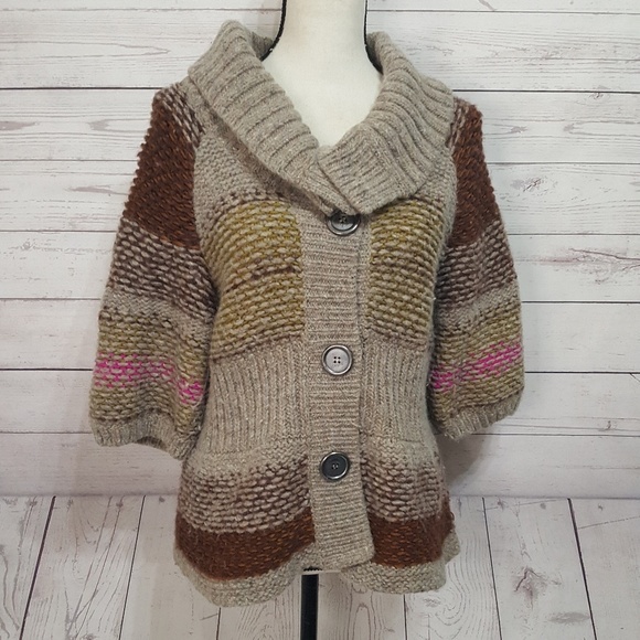 SOLD* Free People Chunky Knit Wool Cardigan - Picture 2 of 5
